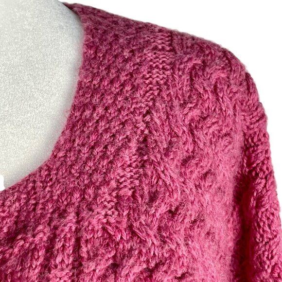 Carraig Donn Merino Wool Cardigan Pink Cable Knit • Preppy Classic Ireland • M - Picture 7 of 14
